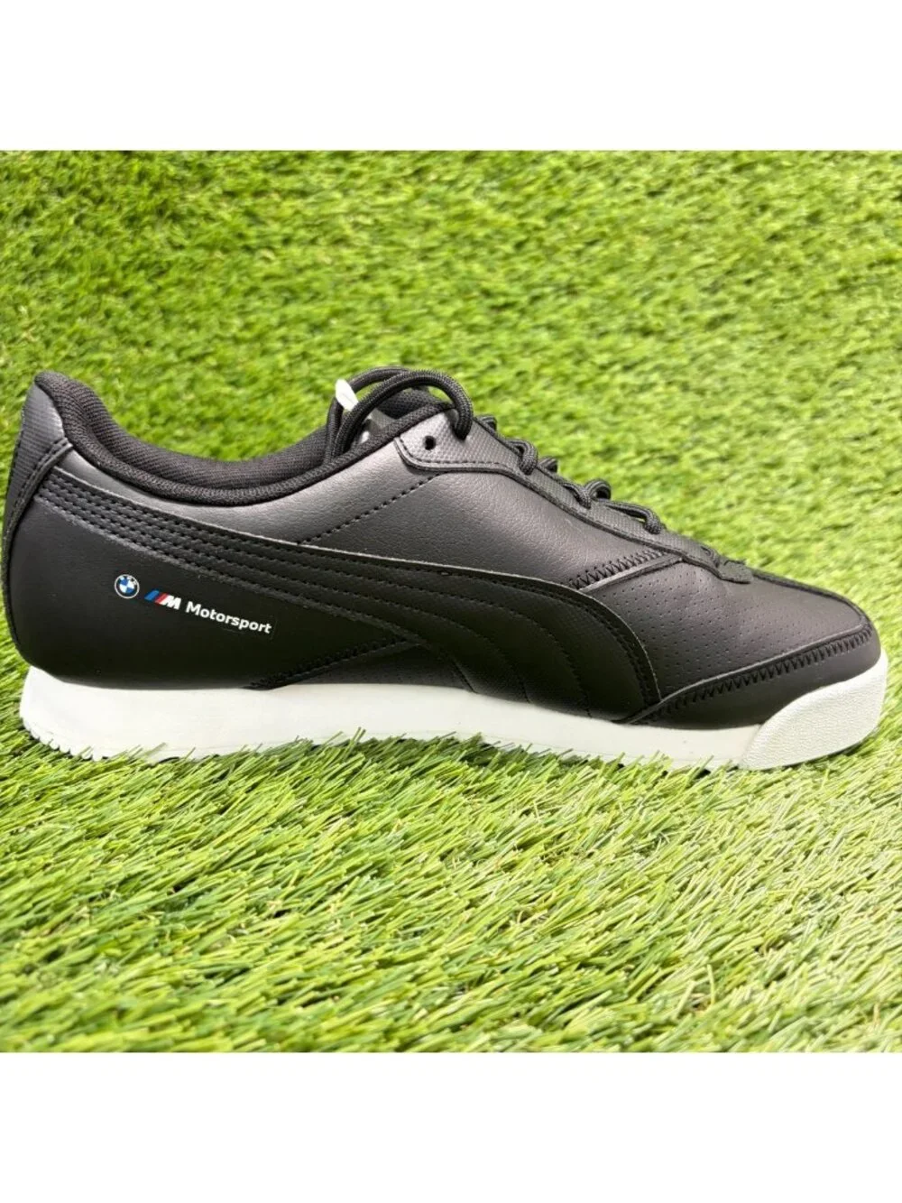 Puma BMW Motorsport Roma Via Mens Size 7.5 Black Athletic Leather Shoes Sneakers